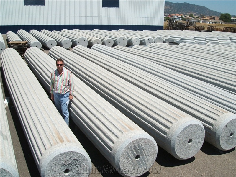 Spain Grey Granite Columns,Roman Column, Handcraft Columns, Gris Quintana Grey Granite Roman Columns