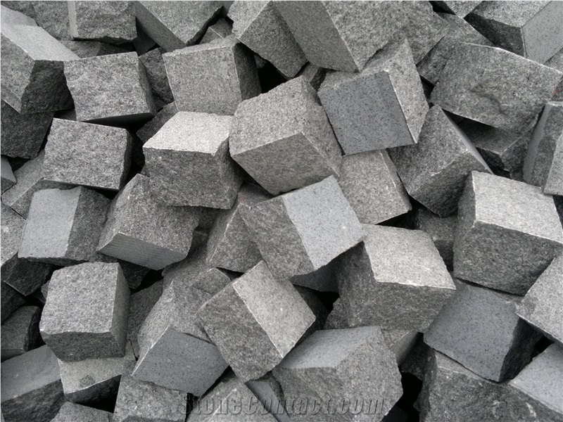 G654 Granite Cube Stone & Paver,China Dark Grey/Sesame Grey Granite
