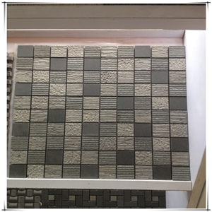 Mixed Finishes Basalt Stone Mosaic/ Grey Basalt Hexagon Mosaic