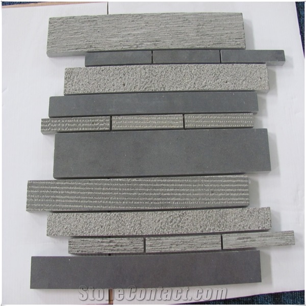 Mixed Finishes Basalt Stone Mosaic/ Grey Basalt Hexagon Mosaic