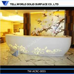 Acrylic Solid Surface Reception Counter,Modern Front Desk