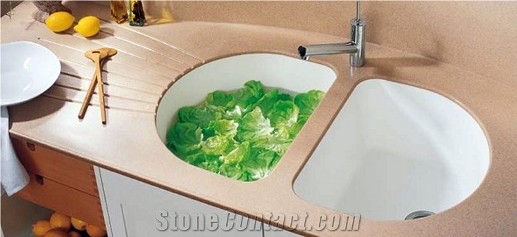 Durable Easy to Clean Solid Surface Drop-In Kitchen Sinks