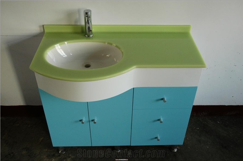 Free Standing Solid Surface Countertops Modern Bathroom Cabinets with Basins
