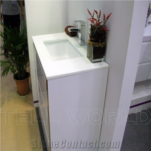 Free Standing Solid Surface Countertops Modern Bathroom Cabinets with Basins