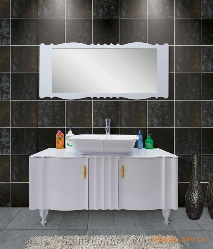 Free Standing Solid Surface Countertops Modern Bathroom Cabinets with Basins