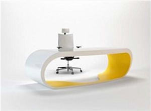 Orange Marble Stone Curved Office Executive Desk