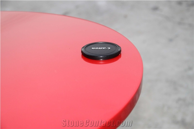 Red Faux Marble Round Top Dining Tables, Coffee Tables