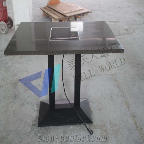 Tw Quartz Stone Hot Pot Dining Table