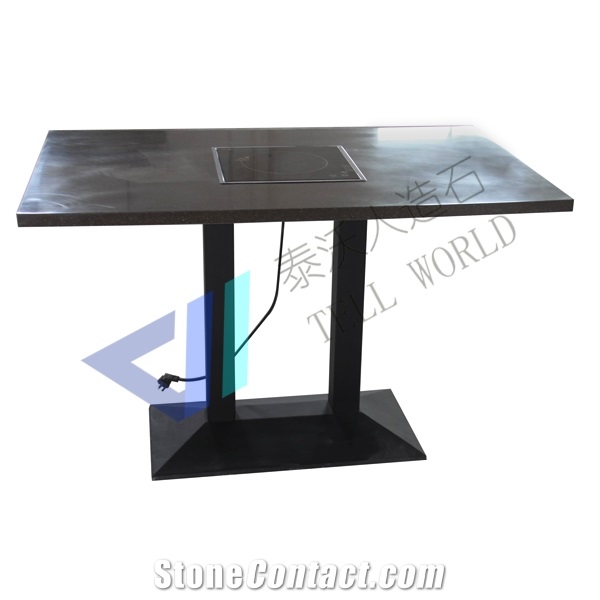 Tw Quartz Stone Hot Pot Dining Table