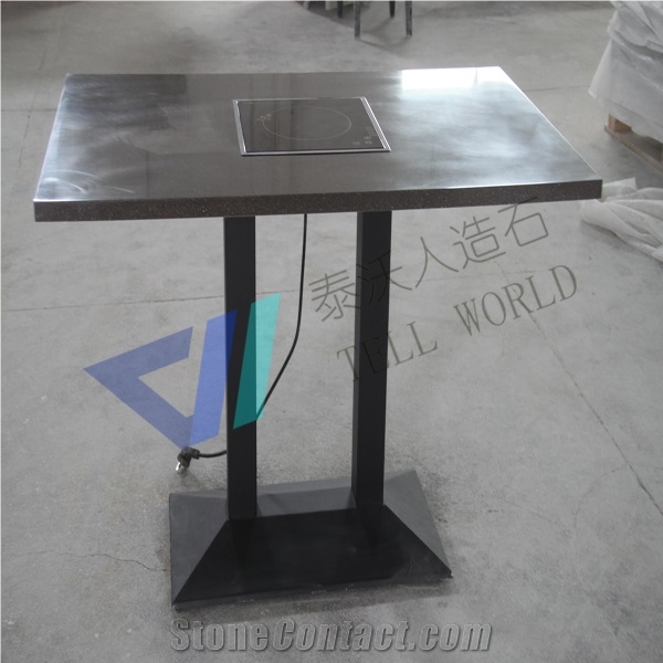 Tw Quartz Stone Hot Pot Dining Table