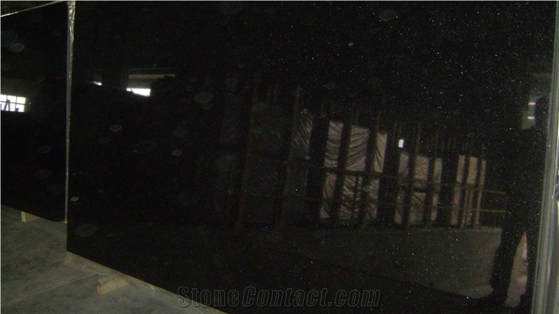 Black Galaxy Granite Slabs & Tiles, India Black Granite Polished Flooring Tiles