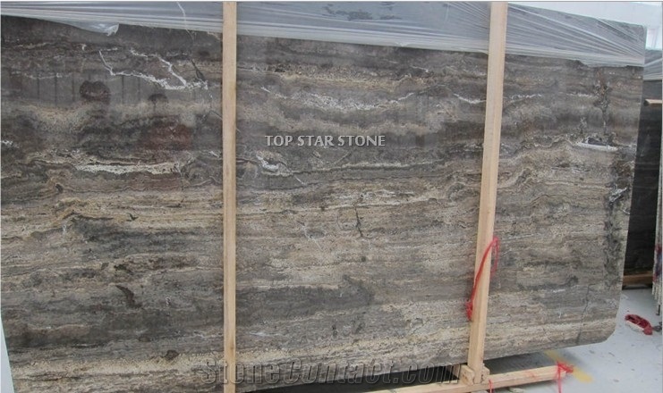 Polished Dark Black Gray Travertine(Filled and Vein Cut) Slabs & Tiles, Iran Black Travertine