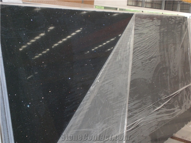 Black Galaxy Artificial Quartz Stone Slab, Black Quartz Stone Slabs