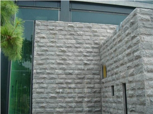 Padang Dark G654 Granite Mushroomed Wall Cladding, Sesame Black Mushroon Stone