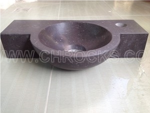 Brown Limestone Bathroom Wall-Hung Sinks & Basins