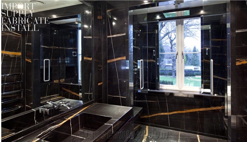 Sahara Noir Marble Bathroom Design
