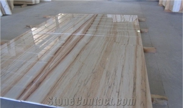 Rosa Aurora Wooden, White Wooden Marble Slabs