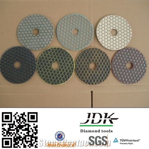 100mm 4 Inch Polishing Pads Dry Polishing Pads Hexagon Pads Long Life Flexible Dry Polishing Pads Velcro Back Color 50# 3000# Buff Pads Diamond Tools