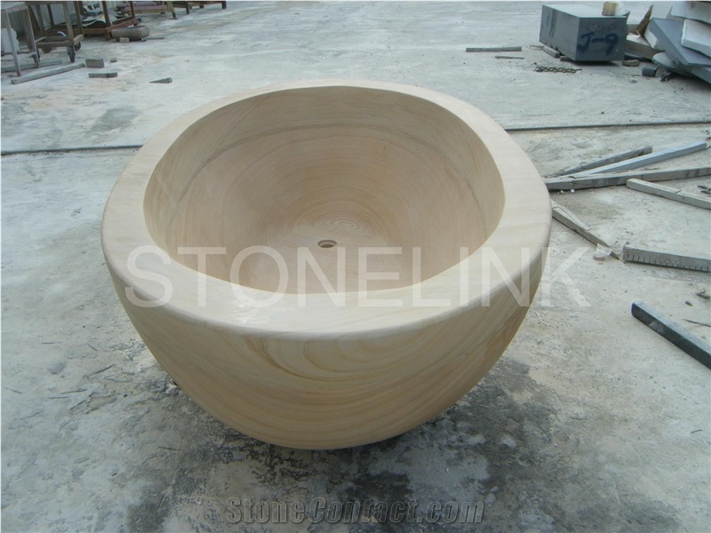 Slba-003, Yellow Wooden Sandstone Bathtubs, Chinese Yellow Wooden Sandstone Bath Tubs,