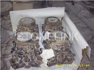 Slcl-002, Dark Emperador, Brown Marble Column Base , Pillar Base Slcl-002, Dark Emperador, Brown Marble Column Base , Pillar Base