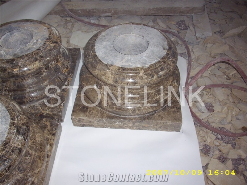 Slcl-002, Dark Emperador, Brown Marble Column Base , Pillar Base