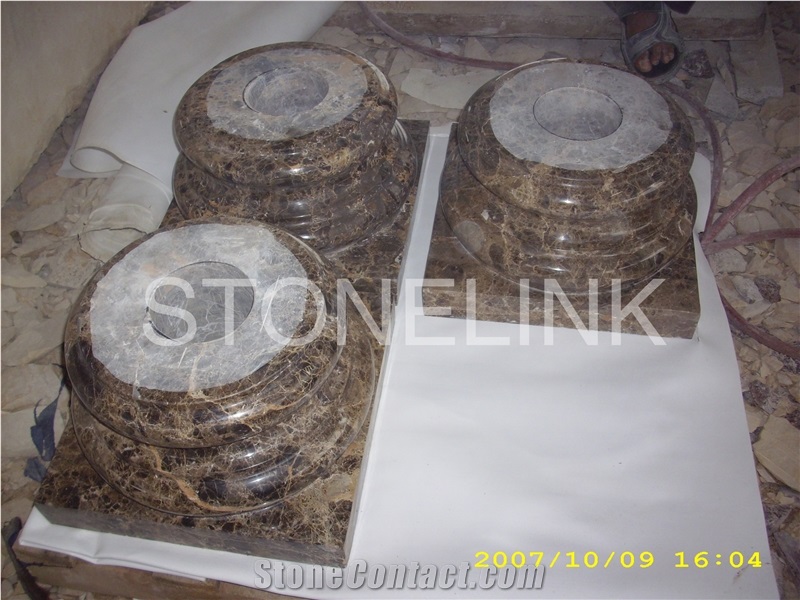 Slcl-002, Dark Emperador, Brown Marble Column Base , Pillar Base