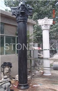 Slcl-024, Absolute Black Marble Column, Black Marble Pillar, Roman Pillar, China Marble Column, Pure Black Marble Column