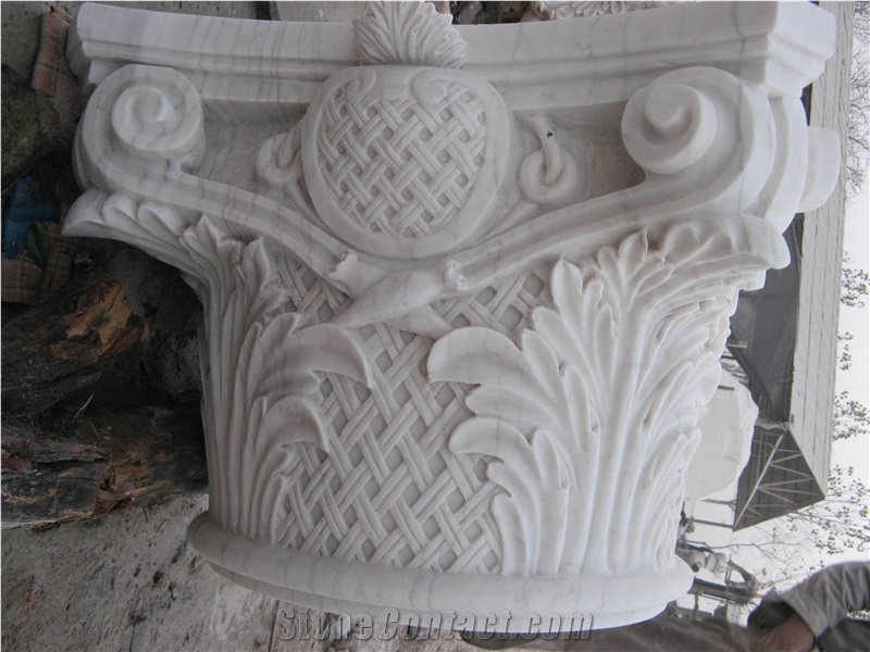 Slcl-029, White Marble Column Base, Column Base, Polished Roman Column Base, China White Marble Roman Columns