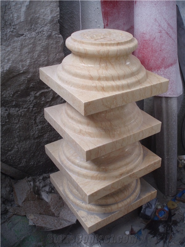 Slcl-035, Sunny Yellow Maeble Column Base, Roman Column Base, Polished Base