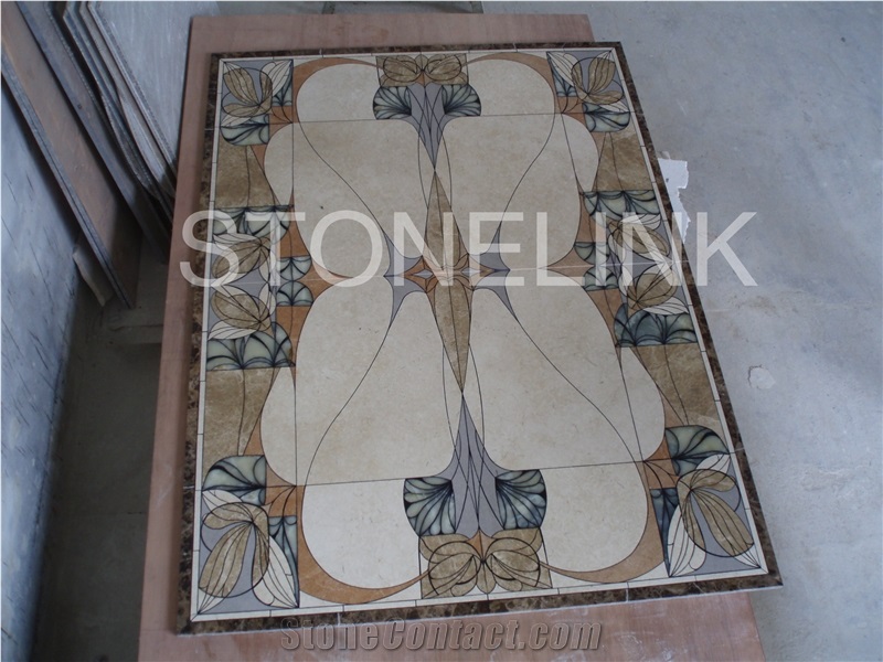 Slme-002- Water-Jet Marble Medallion-Water-Jet Medallion-Medallion-Marble Medallion-Floor Tiles, Brown Marble Medallion
