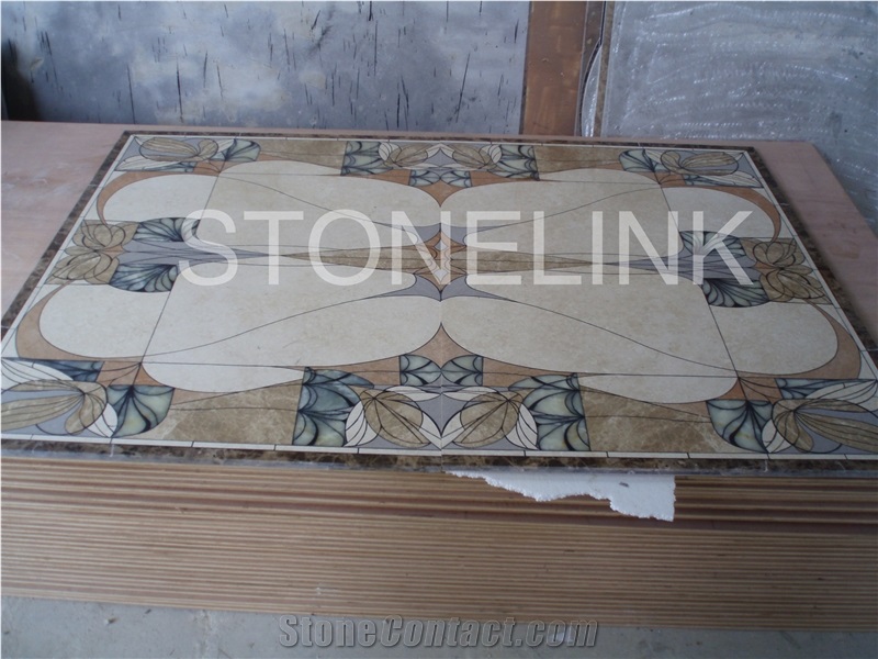 Slme-002- Water-Jet Marble Medallion-Water-Jet Medallion-Medallion-Marble Medallion-Floor Tiles, Brown Marble Medallion