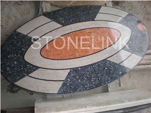 Slme-005- Water-Jet Marble Medallion-Water-Jet Medallion-Medallion-Marble Medallion-Floor Tiles, White Marble Medallion