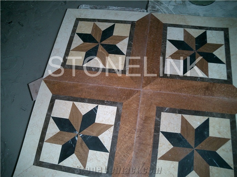 Slme-006- Water-Jet Marble Medallion-Water-Jet Medallion-Medallion-Marble Medallion-Floor Tiles, Brown Marble Medallion