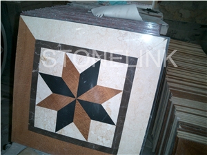 Slme-006- Water-Jet Marble Medallion-Water-Jet Medallion-Medallion-Marble Medallion-Floor Tiles, Brown Marble Medallion