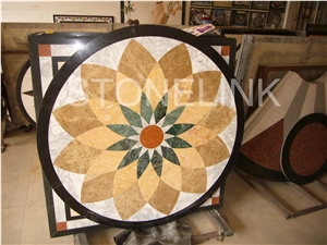 Slme-010- Water-Jet Marble Medallion-Water-Jet Medallion-Medallion-Marble Medallion-Floor Tiles, Beige Marble Medallion