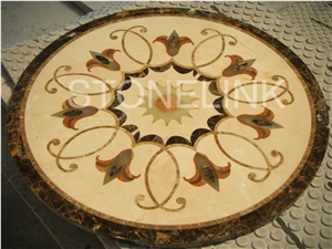 Slme-013- Water-Jet Marble Medallion-Water-Jet Medallion-Medallion-Marble Medallion-Floor Tiles, Beige Marble Medallion