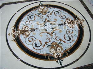 Slme-016- Water-Jet Marble Medallion-Water-Jet Medallion-Medallion-Marble Medallion-Floor Tiles, Brown Marble Medallion