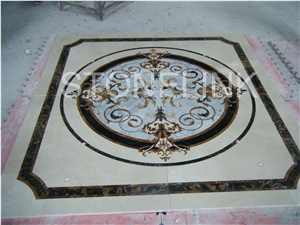 Slme-016- Water-Jet Marble Medallion-Water-Jet Medallion-Medallion-Marble Medallion-Floor Tiles, Brown Marble Medallion