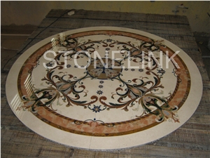 Slme-017- Water-Jet Marble Medallion-Water-Jet Medallion-Medallion-Marble Medallion-Floor Tiles, Brown Marble Medallion