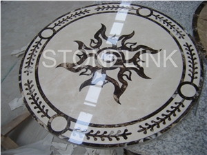 Slme-018- Water-Jet Marble Medallion-Water-Jet Medallion-Medallion-Marble Medallion-Floor Tiles, White Marble Medallion