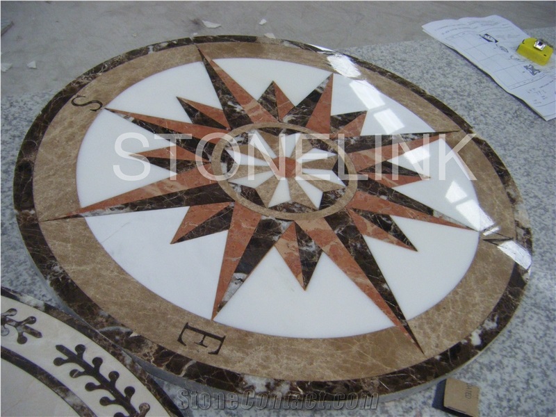 Slme-020- Water-Jet Marble Medallion-Water-Jet Medallion-Medallion-Marble Medallion-Floor Tiles, Brown Marble Medallion