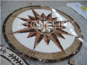 Slme-020- Water-Jet Marble Medallion-Water-Jet Medallion-Medallion-Marble Medallion-Floor Tiles, Brown Marble Medallion