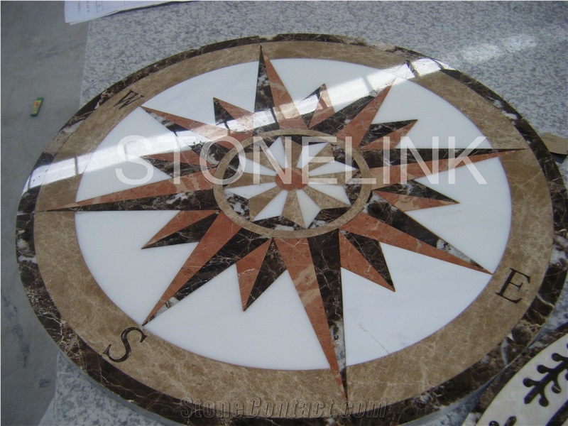 Slme-020- Water-Jet Marble Medallion-Water-Jet Medallion-Medallion-Marble Medallion-Floor Tiles, Brown Marble Medallion