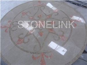 Slme-023- Water-Jet Marble Medallion-Water-Jet Medallion-Medallion-Marble Medallion-Floor Tiles, Red Marble Medallion