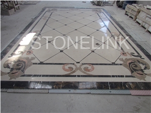 Slme-028- Water-Jet Marble Medallion-Water-Jet Medallion-Medallion-Marble Medallion-Floor Tiles, White Marble Medallion