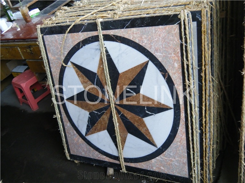 Slme-036- Water-Jet Marble Medallion-Water-Jet Medallion-Medallion-Marble Medallion-Floor Tiles, Brown Marble Medallion