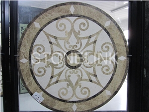 Slme-044- Water-Jet Marble Medallion-Water-Jet Medallion-Medallion-Marble Medallion-Floor Tiles, Brown Marble Medallion