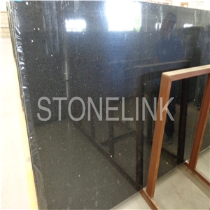 Slqu-006,Black Quartz Stone Slabs & Tiles,Artificial Quartz,Engineered Quartz