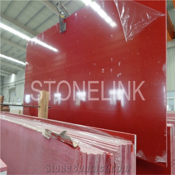 Slqu-007,Red Quartz Stone Tiles & Slabs,Artificial Quartz,Engineered Quartz