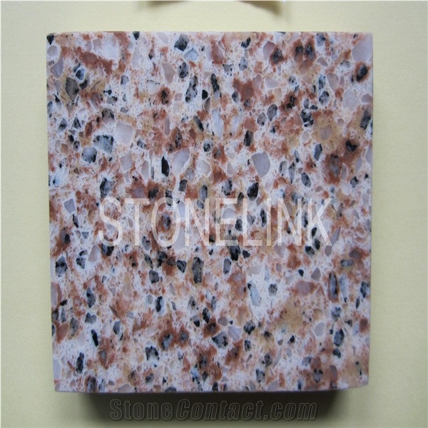 Slqu-044,Peach Pink Quartz Stone Slabs & Tiles,Artificial Quartz Stone Tile,Stair,Slab